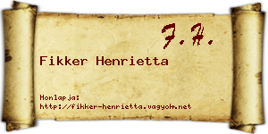 Fikker Henrietta névjegykártya